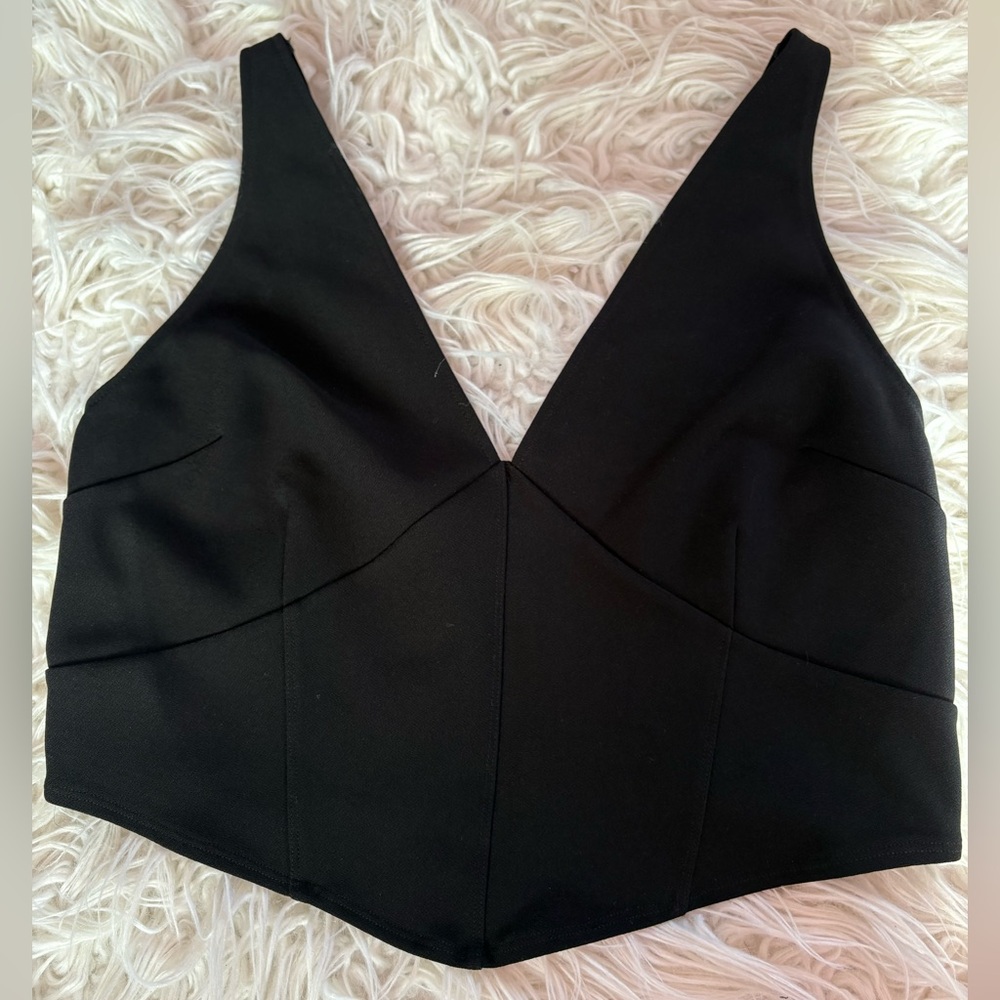 Abercrombie & Fitch Black V-Neck Corset Top Size XL